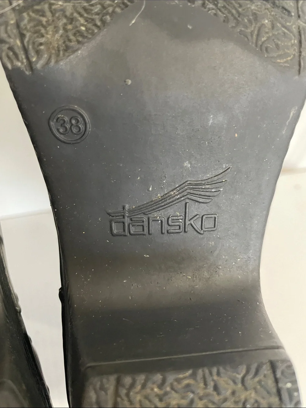 Dansko Rosa Rain Boots Size EU 38 US 7.5 Rubber Gray Floral Black